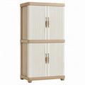 Beige-witte PP-kast met 4 deuren en 4 legplanken, 65 x 45 x 165 cm