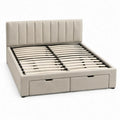 Gestoffeerd bedframe met 2 opberglades en lattenbodem 160 x 200 cm Beige