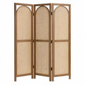 Vouwbaar 3-delig kamerscherm van massief paulowniahout en rotan, 121,5 x 2,5 x 170 cm, Bruin/Naturel