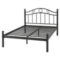 Zwart metalen bedframe 140 x 200 cm met stalen lattenbodem en gebogen hoofdbord