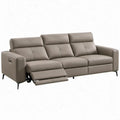 Taupekleurige 3-zits relaxbank met elektrische voetensteun, PU-kunstleer, 210 x 95 x 100 cm