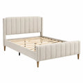 Gestoffeerd bedframe 160 x 200 cm in crème met lattenbodem