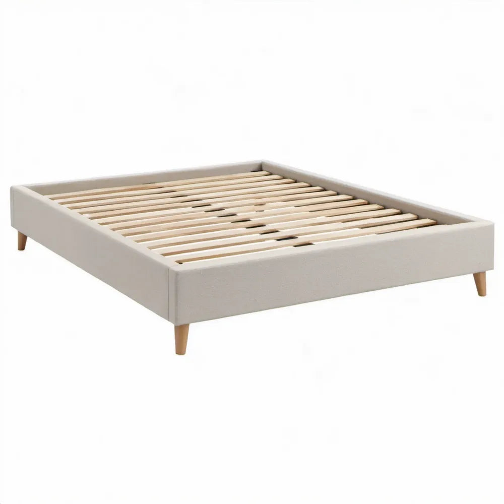 Gestoffeerd bedframe met lattenbodem 160 x 200 cm Beige/Naturel Polyester en rubberhout