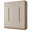 Kledingkast met 4 deuren, 180 x 52 x 200 cm, Beige/Eikendecor