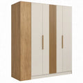 Kledingkast met 4 draaideuren, 180 x 60 x 210 cm, wit en eikenkleurig